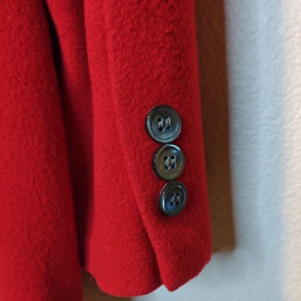 Vintage Norm Thompson Blazer Womens 12 Red Cashmere Shoulder Pads USA Made 80s - Picture 5 of 14